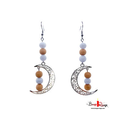 Boucles d'Oreilles - Calcédoine et cèdre - 6 mm