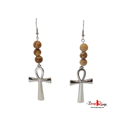 Boucles d'Oreilles - Jaspe Paysage - 8 mm