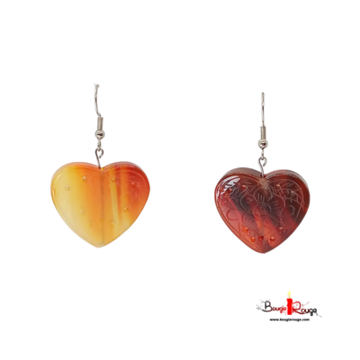 Boucles d'Oreilles - Cornaline - cœur