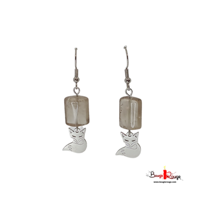 Boucles d'Oreilles - Quartz Fumé - 10 x 15 mm