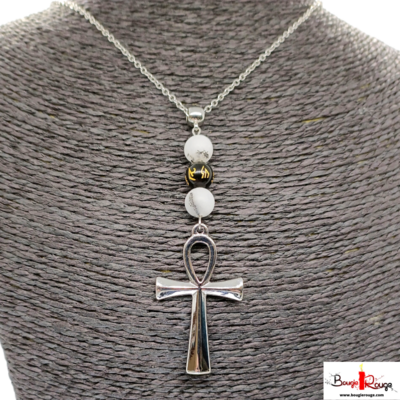 Collier - Quartz inclusion de Tourmaline &amp; Obsidienne Ôm - 8 mm