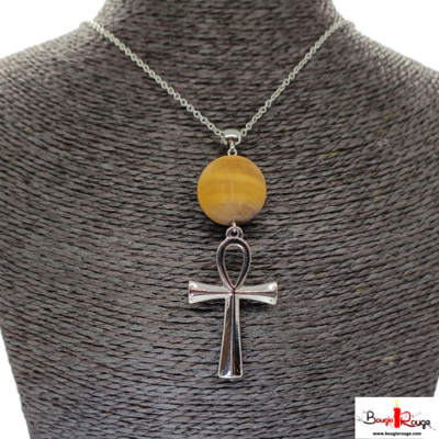 Collier - Oeil de Tigre &amp; Anhk - 20 mm
