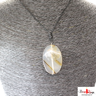 Collier - Agate Dendritique - 36 x 24 mm