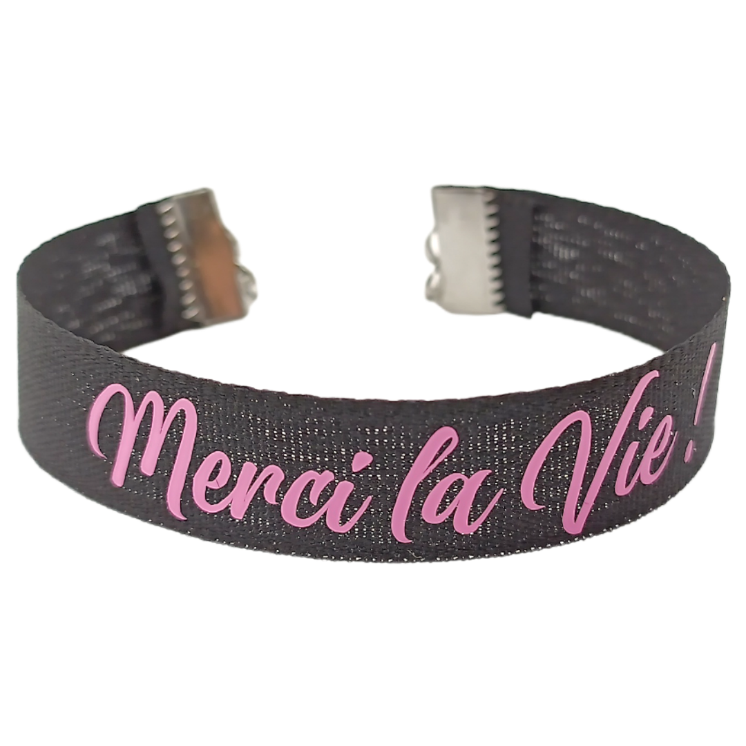 Bracelet en tissu - Merci la Vie !