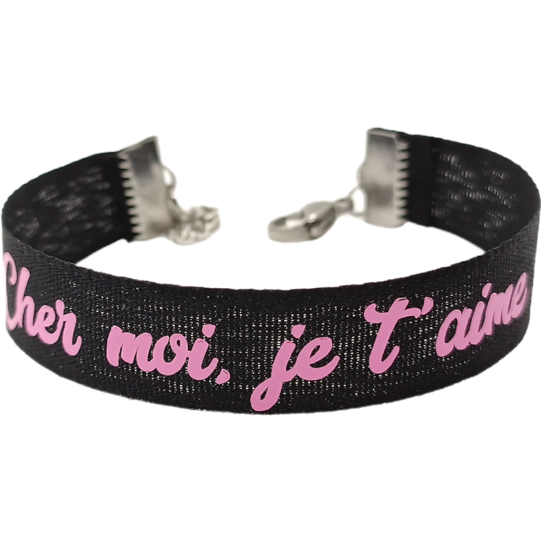 Bracelet en tissu - Cher moi, je t'aime