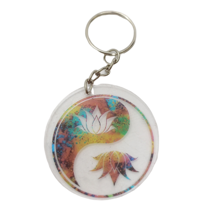 Porte-clés Fleur de lotus et Yin Yang