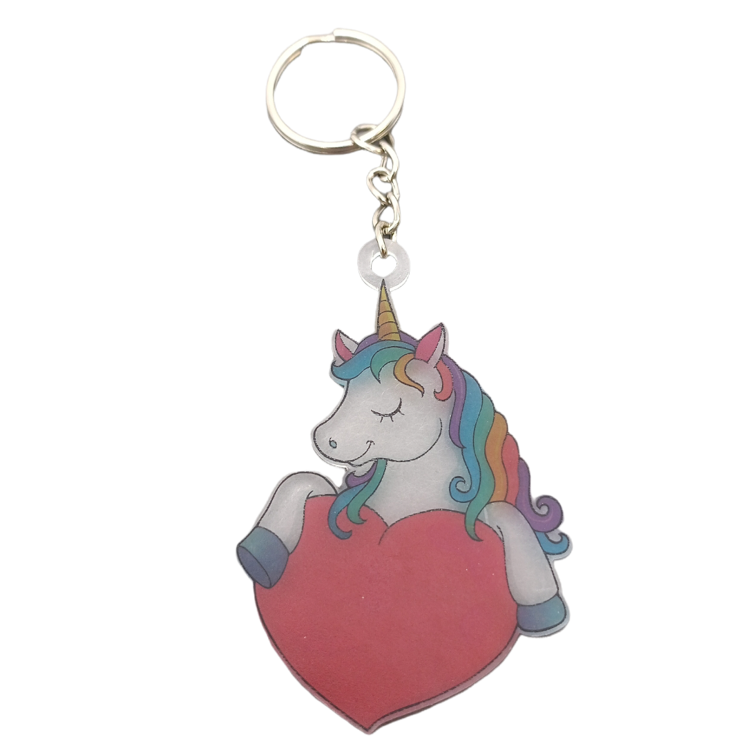 Porte-clés licorne avec coeur