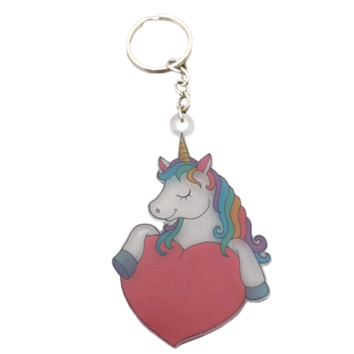 Porte-clés licorne avec coeur