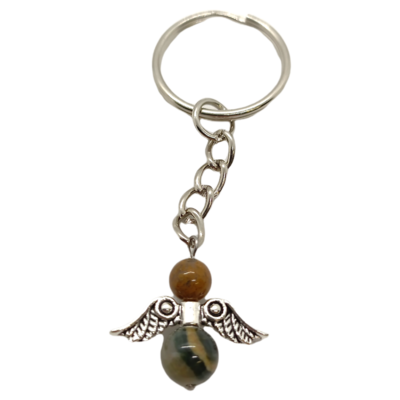 Porte-clés ange - Jaspe Océan