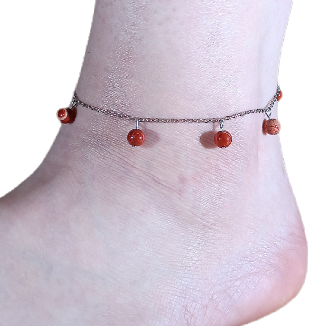 Bracelet de cheville - Jaspe rouge