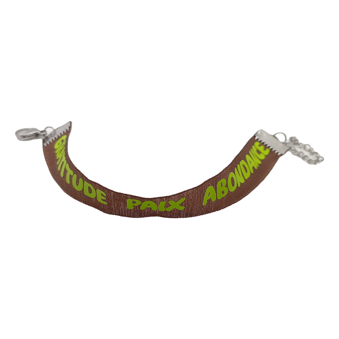 Bracelet en tissu - Gratitude, paix, abondance
