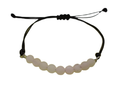 Bracelet en macramé - Quartz rose mat