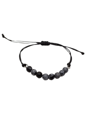 Bracelet en macramé - Obsidienne Flocon de neige