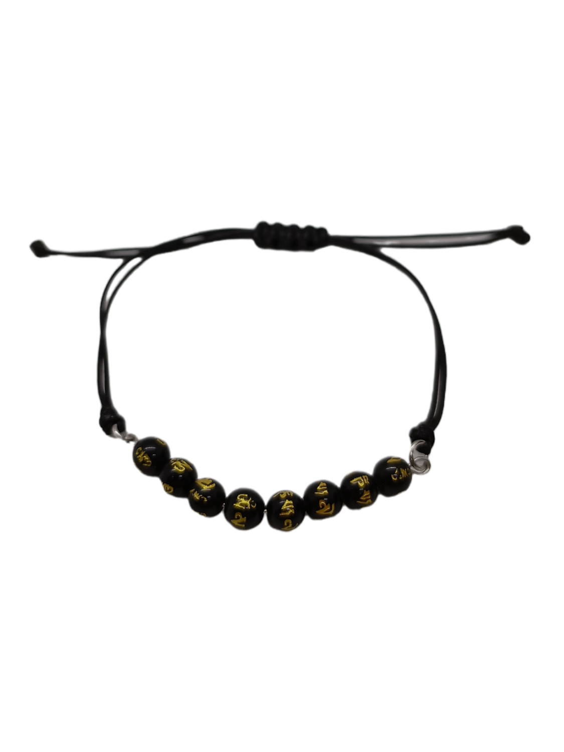 Bracelet en macramé - Obsidienne sculptée