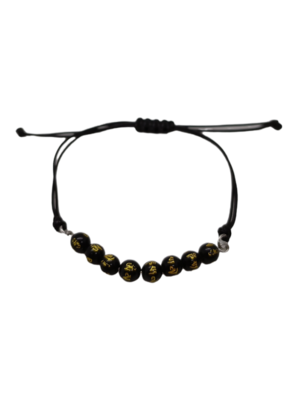 Bracelet en macramé - Obsidienne sculptée