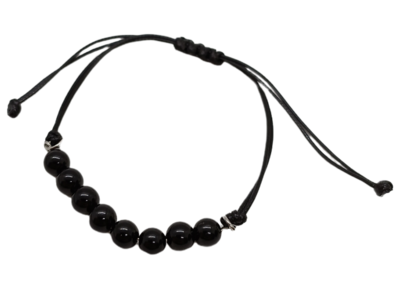 Bracelet en macramé - Tourmaline noire