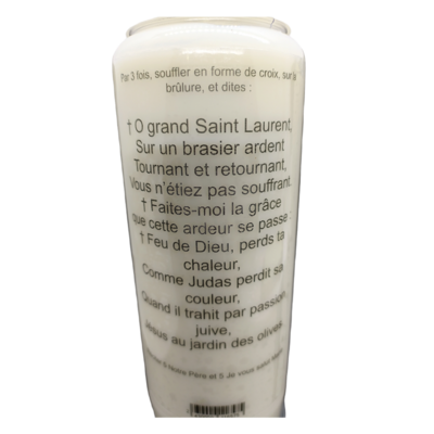 Bougie Neuvaine en cas de brûlures - Saint Laurent