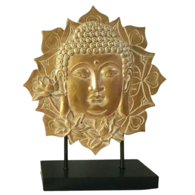 Tête de Bouddha et Lotus - or