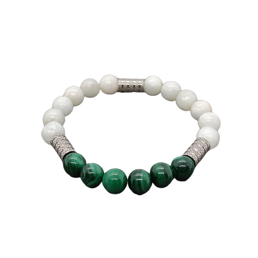 Bracelet Malachite &amp; Sélénite - 8 mm