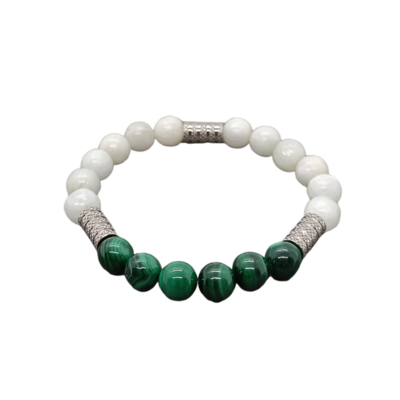 Bracelet Malachite &amp; Sélénite - 8 mm