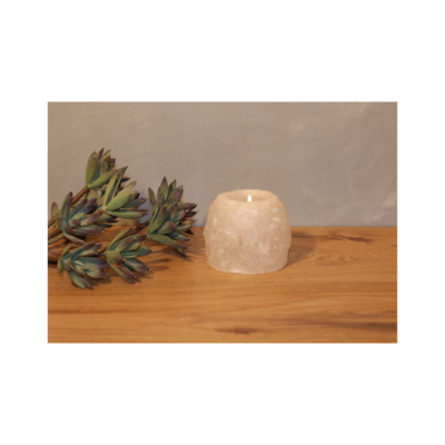 Bougeoir cristal de sel blanc