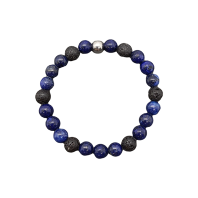 Bracelet Lapis Lazuli et pierre de lave - 8mm