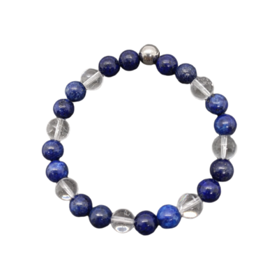 Bracelet Lapis Lazuli et cristal de roche - 8mm