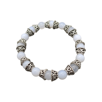 Bracelet Calcédoine bleue - 8mm
