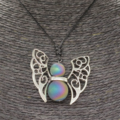 Collier Papillon grand - Agate vaporisée 10,5 x 14,5 mm