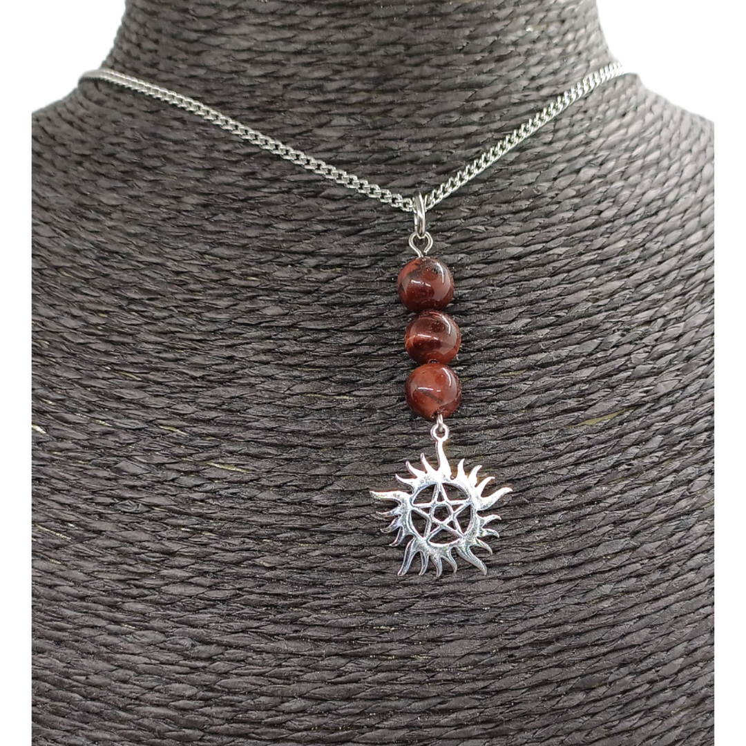 Collier Pentacle soleil - Oeil-de-Taureau - 8 mm