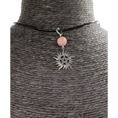 Collier pentacle soleil - Rhodonite