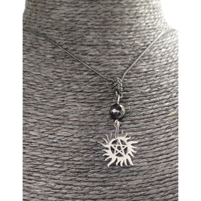 Collier - pentacle soleil - Tourmaline facettée 8 mm