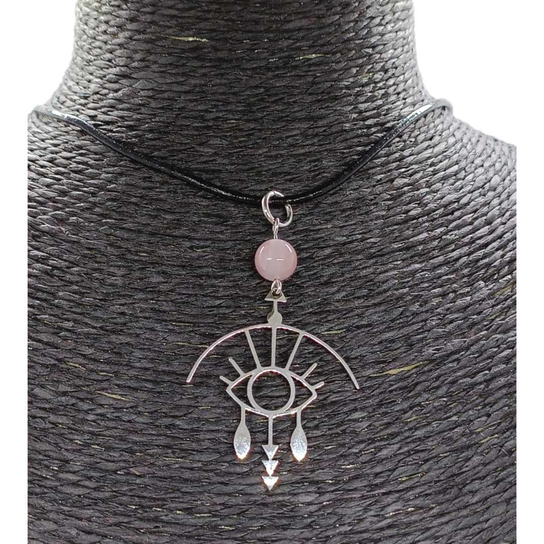 Collier - Oeil graphique Kunzite 8 mm