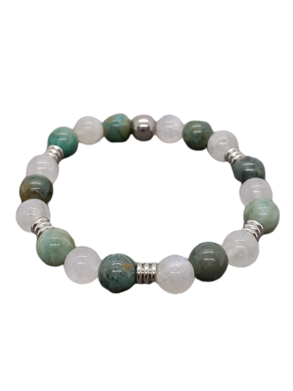 Bracelet - Pierre de lune arc-en-ciel et Chrysocolle