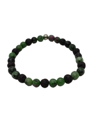 Bracelet Rubis Zoïsite et Pierre de lave