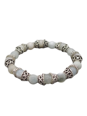 Bracelet Aigue-Marine et intercalaires style tibétain