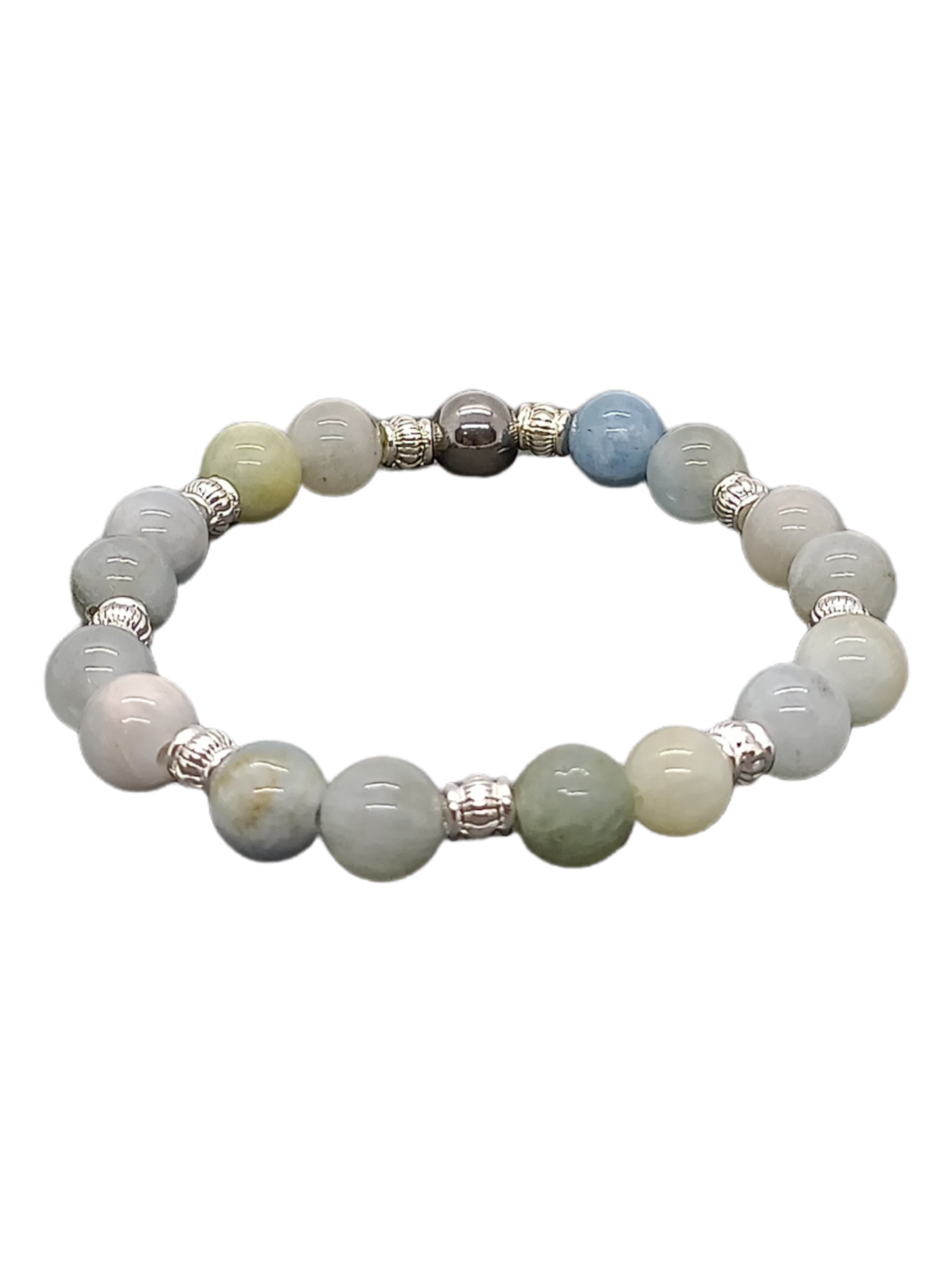 Bracelet Aigue-Marine et perles style tibétain