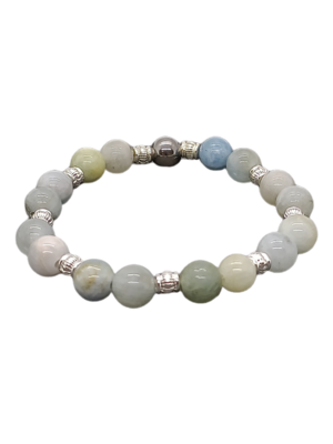 Bracelet Aigue-Marine et perles style tibétain