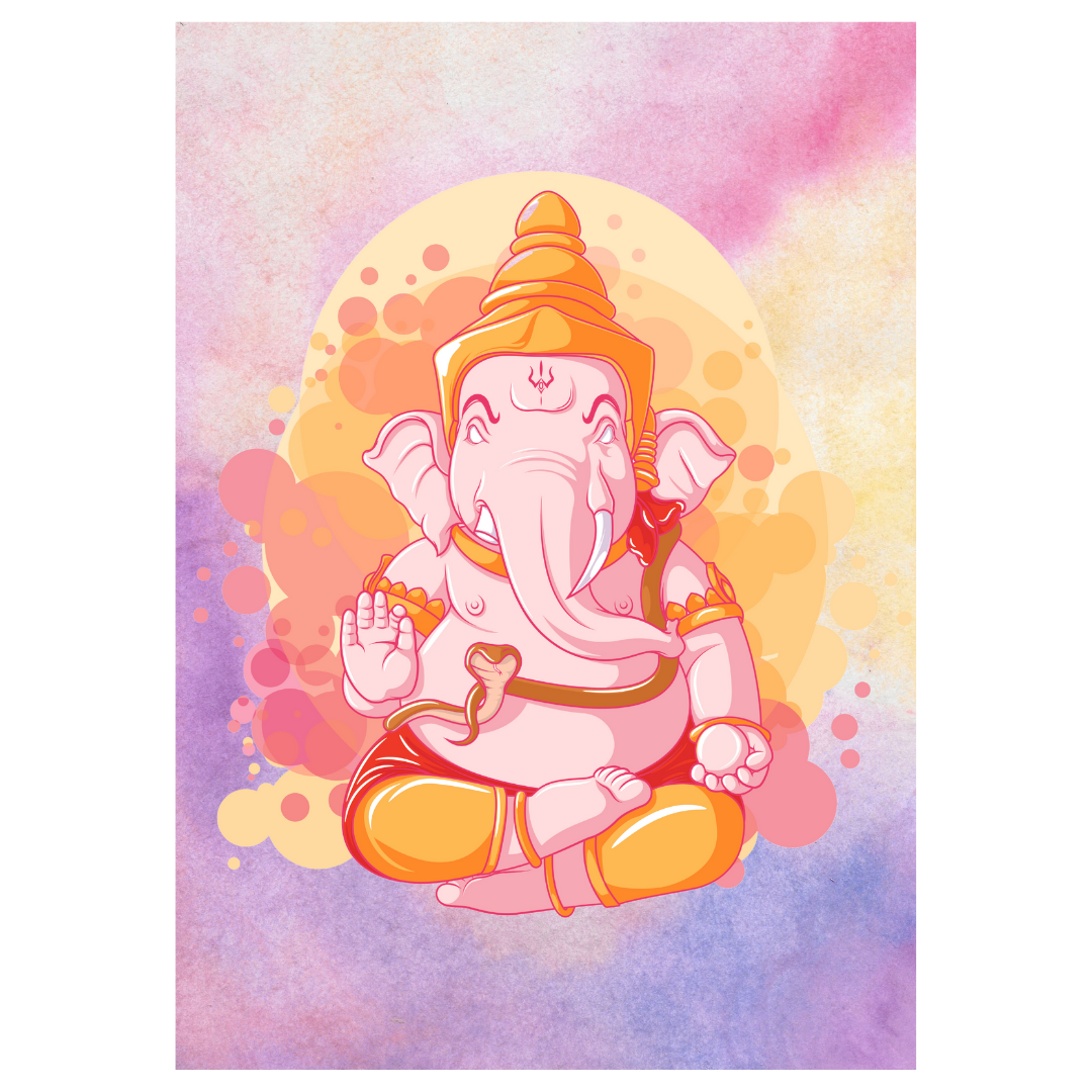 Poster plastifié - Ganesh pastel