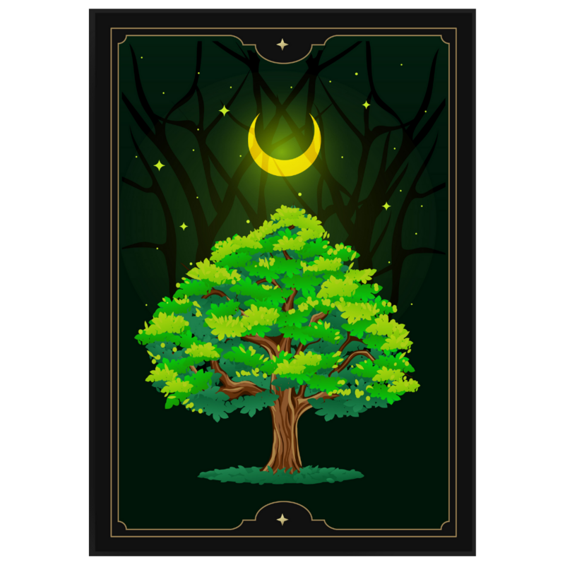 Poster plastifié - Arbre et lune