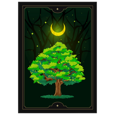 Poster plastifié - Arbre et lune