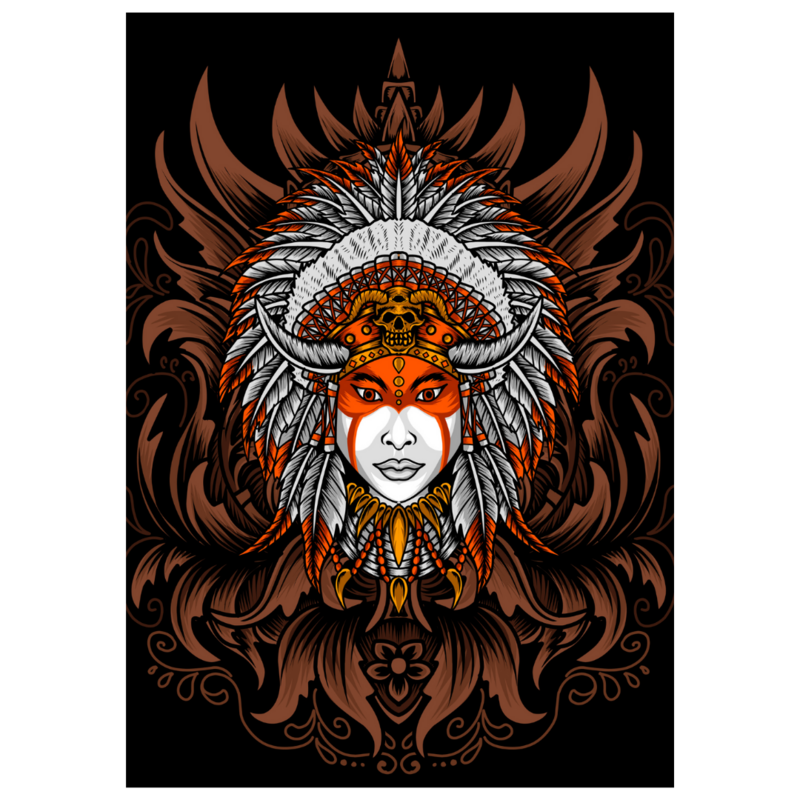 Poster plastifié - Indien coiffe