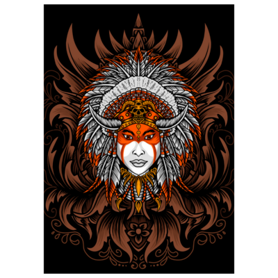 Poster plastifié - Indien coiffe
