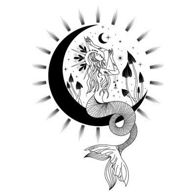 Poster plastifié - sirène sur lune