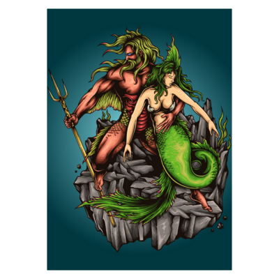 Poster plastifié - triton &amp; sirène