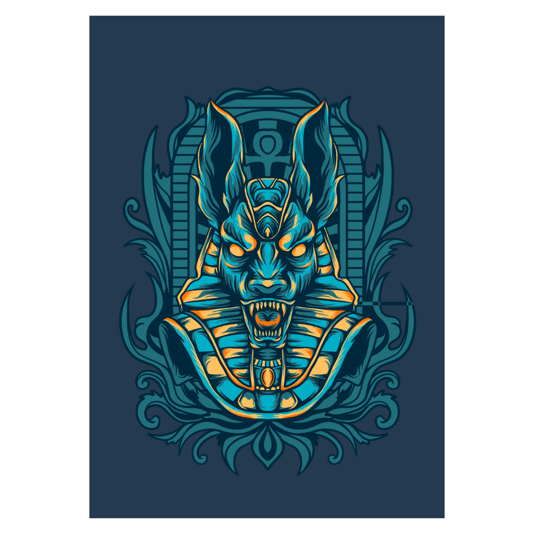 Poster plastifié - Anubis féroce bleu