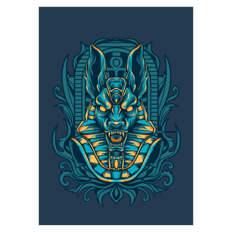 Poster plastifié - Anubis féroce bleu