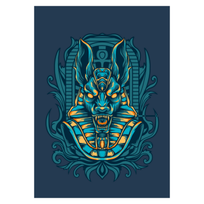 Poster plastifié - Anubis féroce bleu