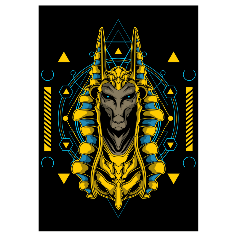 Poster plastifié - Anubis bleu et or