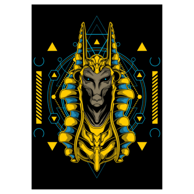 Poster plastifié - Anubis bleu et or